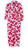 Hepburn Dress Shirt Collar 3/4 Sleeve Midi Length Cotton Stretch (Shibori Lotus)