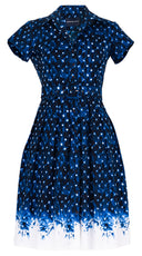 Audrey Dress #1 Shirt Collar Cap Sleeve Regular Length Cotton Stretch (Shibori Midnight)