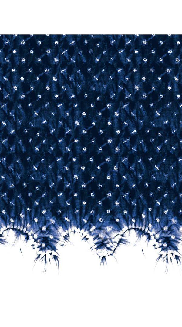 Audrey Dress #1 Shirt Collar 3/4 Sleeve Regular Length Cotton Stretch (Shibori Midnight)