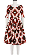 Rachel Dress Boat Neck 1/2 Sleeve Cotton Stretch (Shibori Rhombus)
