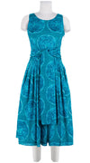 Florance Dress Crew Neck Cut in Sleeve Long +3 Length Cotton Musola (Shibori Seagrass)