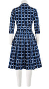 Audrey Dress #1 Shirt Collar 3/4 Sleeve Cotton Stretch (Shibori Square)