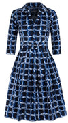 Audrey Dress #1 Shirt Collar 3/4 Sleeve Cotton Stretch (Shibori Square)