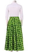 Aster Skirt #1 with Belt Midi Plus Length Cotton Musola (Shibori Square)
