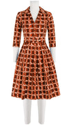 Audrey Dress #1 Shirt Collar 3/4 Sleeve Cotton Stretch (Shibori Square)