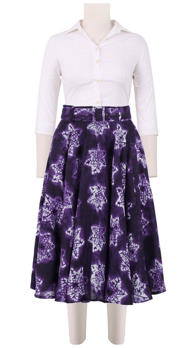 Aster Skirt #1 with Belt Long Length Linen (Shibori Star)