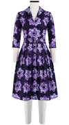 Audrey Dress #1 Shirt Collar 3/4 Sleeve Cotton Stretch (Shibori Star)