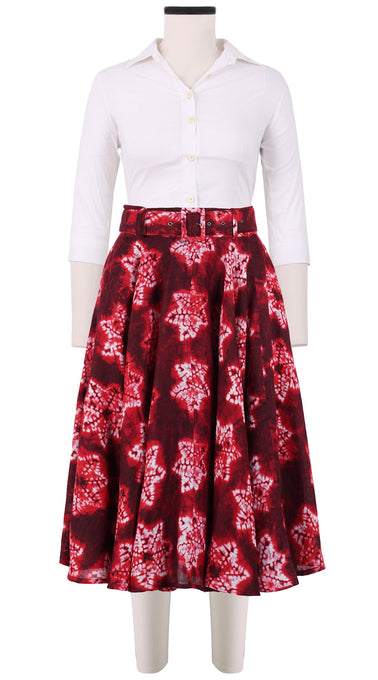 Aster Skirt #1 with Belt Long Length Linen (Shibori Star)