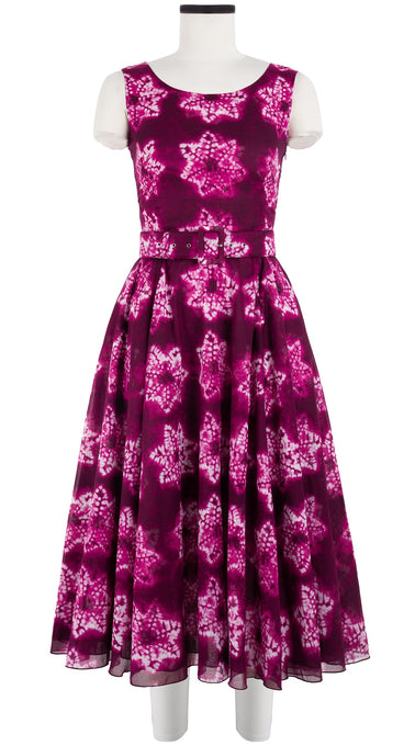 Avenue Dress Boat Neck Sleeveless Midi Length Cotton Musola (Shibori Star)
