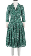 Audrey Dress #4 Shirt Collar 3/4 Sleeve Long Length Cotton Musola (Shibori Stick)