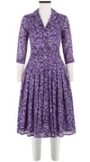 Audrey Dress #4 Shirt Collar 3/4 Sleeve Long Length Cotton Musola (Shibori Stick)