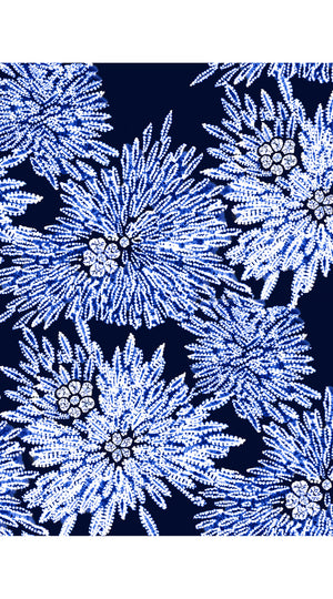 Eden Dress Crew Neck 3/4 Sleeve Maxi Length Cotton Musola (Shibori Sumire)