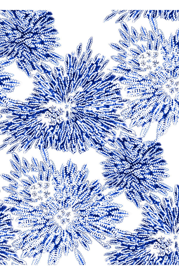 Aster Dress Crew Neck Sleeveless Midi Length Cotton Musola (Shibori Sumire)