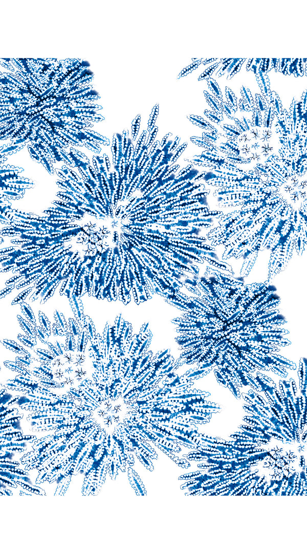 Aster Dress Shirt Collar 3/4 Sleeve Midi Length Cotton Musola (Shibori Sumire)