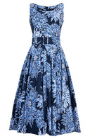 Abelia Dress Boat Neck Sleeveless Midi Length Cotton Stretch (Shibori Sumire)