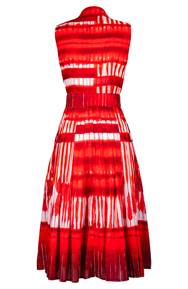Audrey Dress #4 Shirt Collar Sleeveless Midi Length Cotton Musola (Shibori Thread)