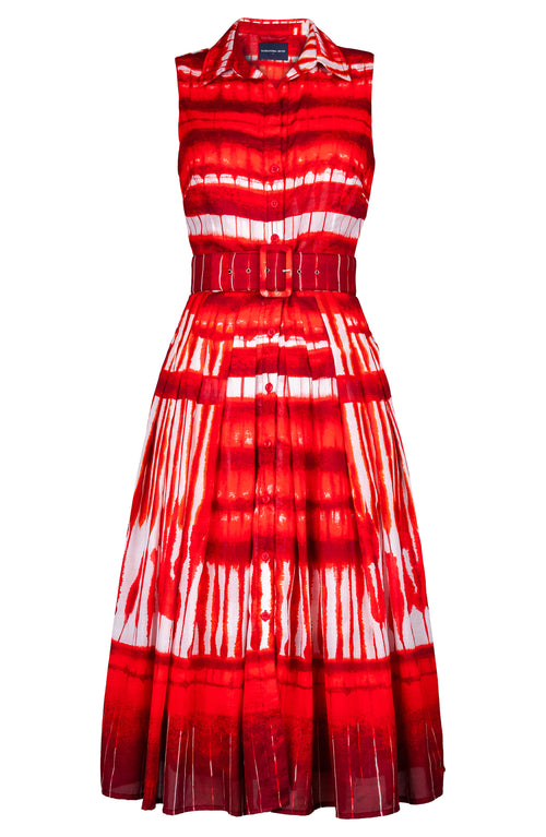 Audrey Dress #4 Shirt Collar Sleeveless Midi Length Cotton Musola (Shibori Thread)