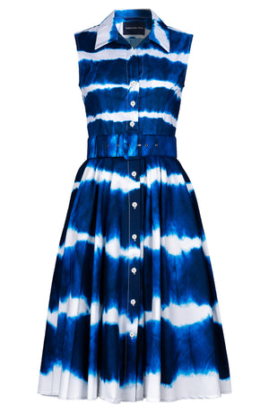 Laurent Dress Shirt Collar Sleeveless Long Length Cotton Stretch (Shibori Tie)