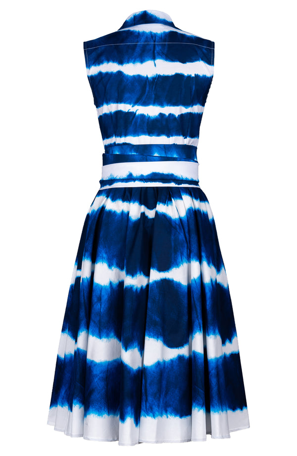 Laurent Dress Shirt Collar Sleeveless Long Length Cotton Stretch (Shibori Tie)