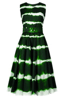 Abelia Dress Crew Neck Sleeveless Midi Length Cotton Stretch (Shibori Tie)