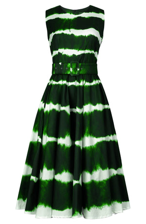 Abelia Dress Crew Neck Sleeveless Midi Length Cotton Stretch (Shibori Tie)