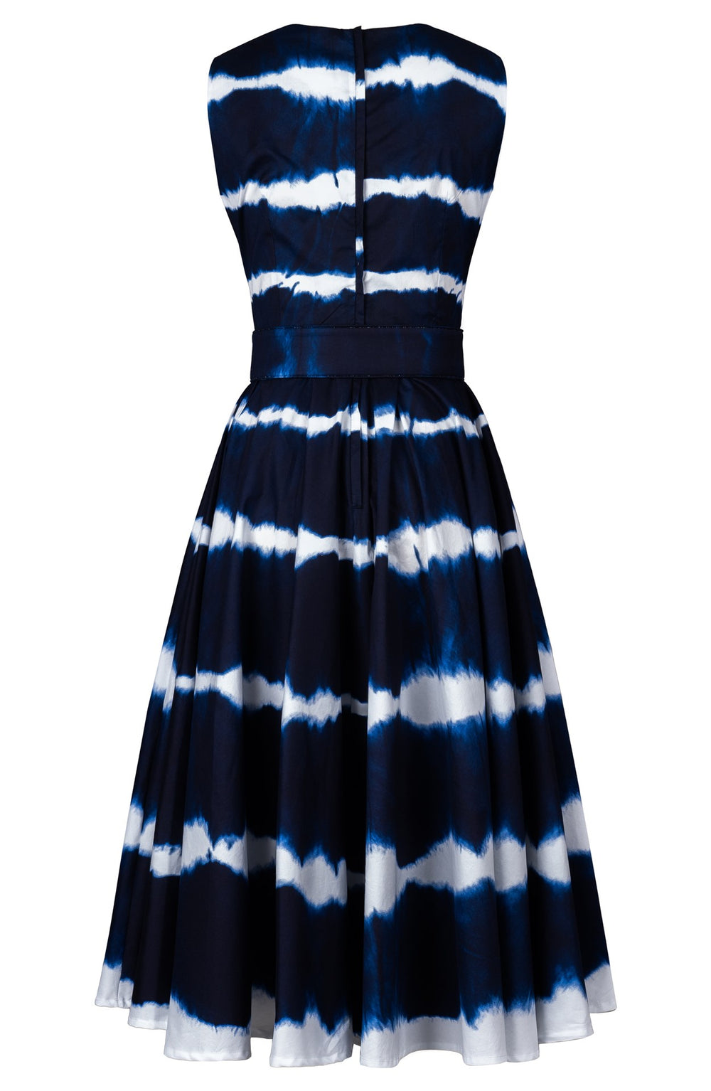 Abelia Dress Crew Neck Sleeveless Midi Length Cotton Stretch (Shibori Tie)