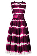 Abelia Dress Crew Neck Sleeveless Midi Length Cotton Stretch (Shibori Tie)