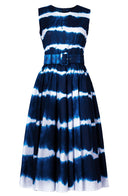 Abelia Dress Crew Neck Sleeveless Midi Length Cotton Stretch (Shibori Tie)