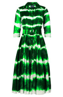 Aster Dress Shirt Collar 3/4 Sleeve Midi Length Cotton Musola (Shibori Tie)