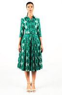 Audrey Dress #4 Shirt Collar 3/4 Sleeve Midi Length Musola (Shibori Tokaido)