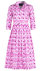 Audrey Dress #1 Shirt Collar 3/4 Sleeve Midi Length Cotton Stretch (Shirting Heiroom Small)