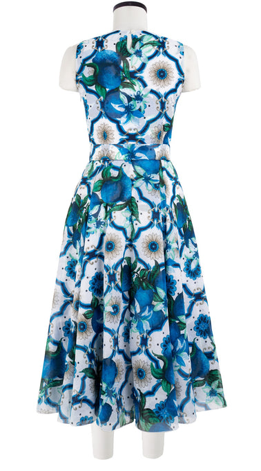 Avenue Dress Crew Neck Sleeveless Midi Length Cotton Musola (Sicilian Lemon All Over)