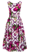 Avenue Dress Boat Neck Sleeveless Midi Length Cotton Musola (Sicilian Lemon All Over)