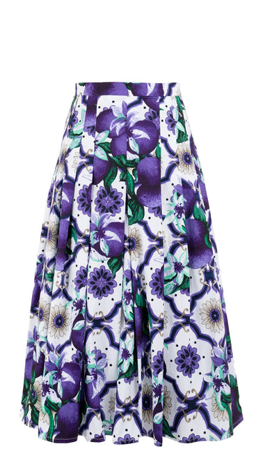 Zeller Skirt Midi Length Cotton Stretch (Sicilian Lemon All Over)