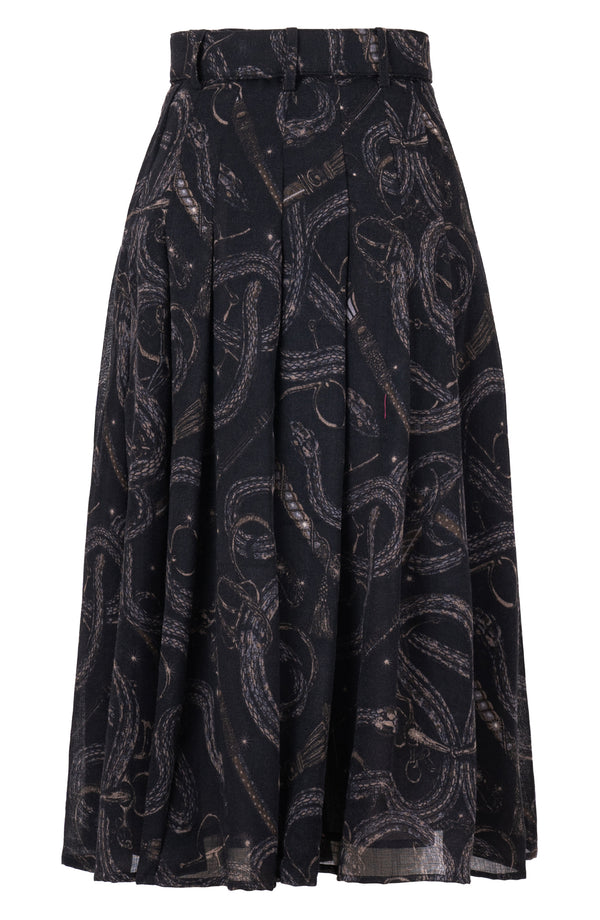 Zeller Skirt Midi Length Wool (Snake Whip) - Charcoal