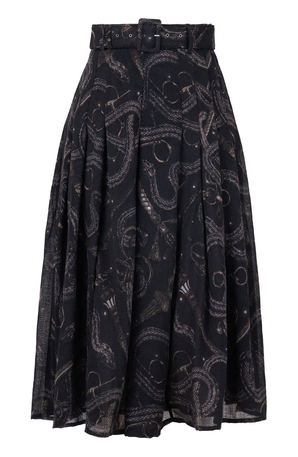 Zeller Skirt Midi Length Wool (Snake Whip) - Charcoal