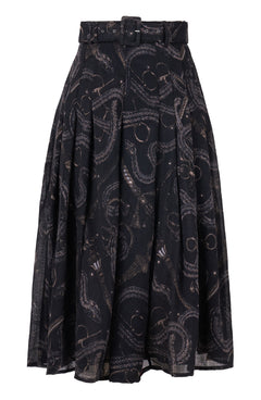 Zeller Skirt Midi Length Wool (Snake Whip) - Charcoal