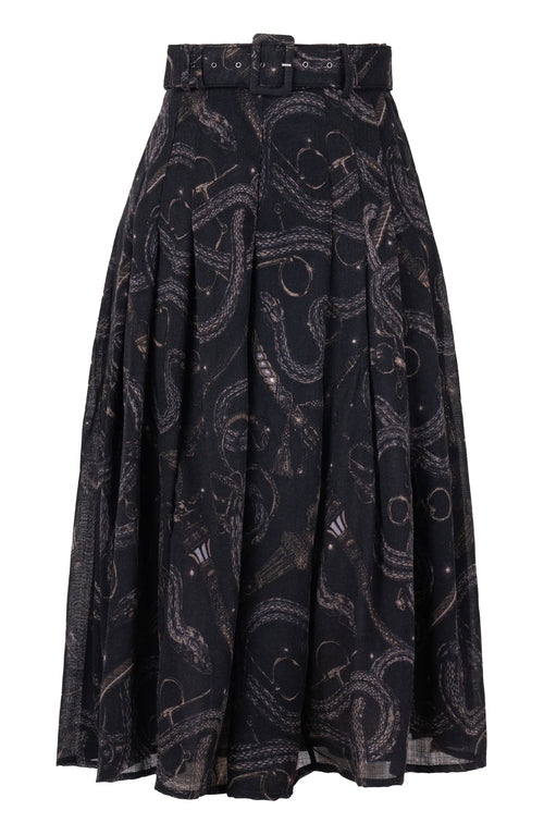 Zeller Skirt Midi Length Wool (Snake Whip) - Charcoal
