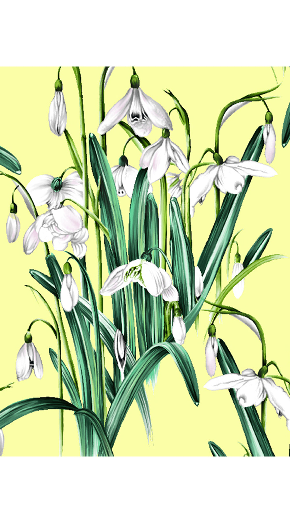 Audrey Dress #1 Shirt Collar 3/4 Sleeve Long Length Cotton Stretch (Snow Drop Flower)