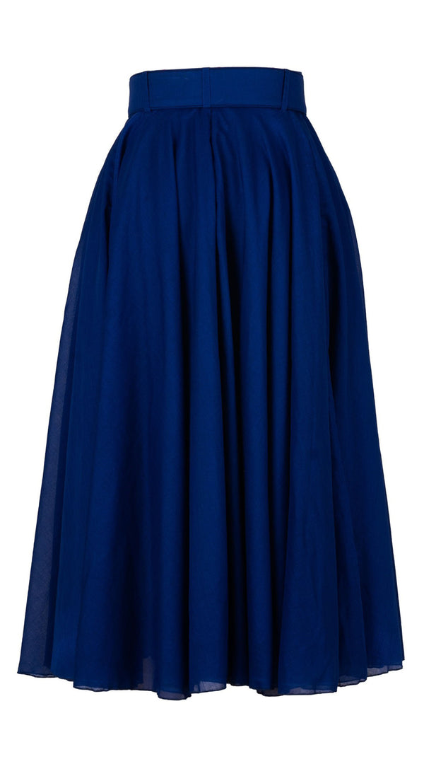 Aster Skirt #1 with Belt Midi Length Silk Musola (Solid)