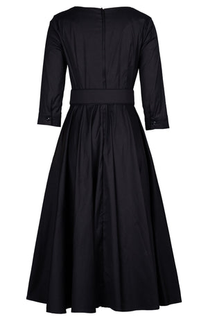 April Dress Heart Neck 3/4 Sleeve Midi Length Cotton Stretch (Solid)