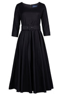 April Dress Heart Neck 3/4 Sleeve Midi Length Cotton Stretch (Solid)