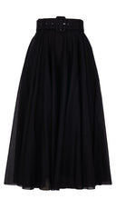 Aster Skirt #1 with Belt Midi Length Silk Musola (Solid)