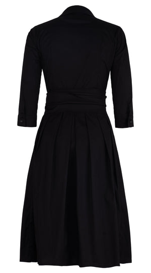 Audrey Dress #1 Shirt Collar 3/4 Sleeve Long Length Cotton Stretch (Solid)