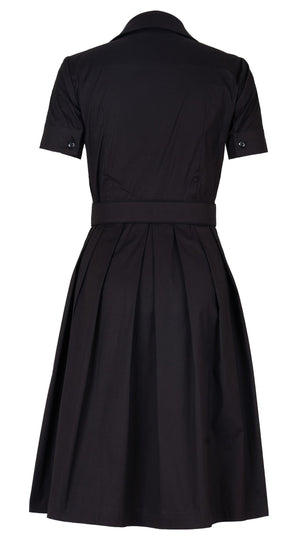 Audrey Dress #1 Shirt Collar Short Cuffed Sleeve Regular Length Cotton Stretch (Solid)