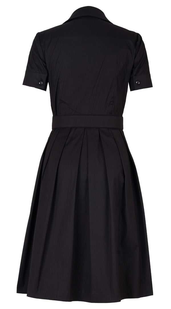 Audrey Dress #1 Shirt Collar Short Cuffed Sleeve Regular Length Cotton Stretch (Solid)