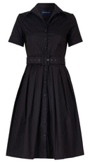 Audrey Dress #1 Shirt Collar Short Cuffed Sleeve Regular Length Cotton Stretch (Solid)