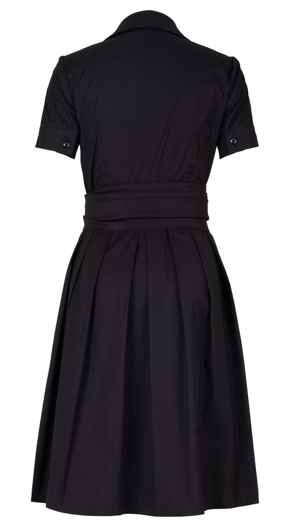 Audrey Dress #1 Shirt Collar Short Cuffed Sleeve Regular Length Cotton Stretch (Solid)