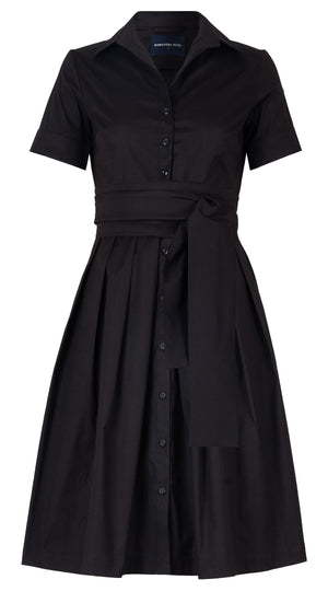 Audrey Dress #1 Shirt Collar Short Cuffed Sleeve Regular Length Cotton Stretch (Solid)
