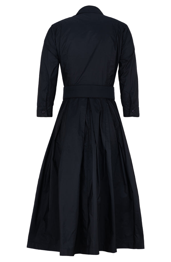 Audrey Dress #7 Shirt Collar 3/4 Sleeve Midi Length Silk Taffta (Solid)